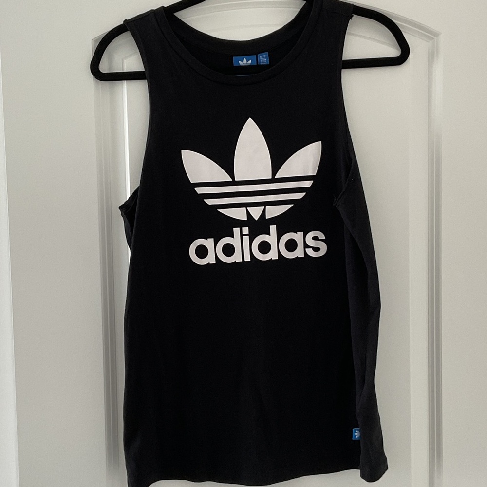 Adidas Black Sleeveless Top with White Logo